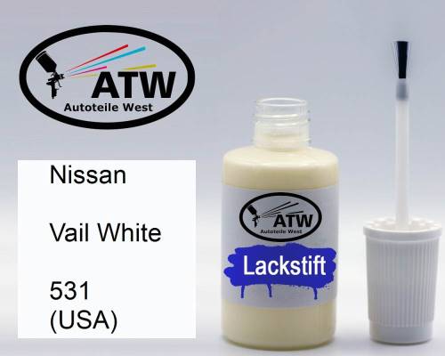 Nissan, Vail White, 531 (USA): 20ml Lackstift, von ATW Autoteile West.